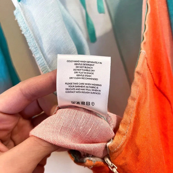 The Wolf Gang Martina Linen Blend Ombre Open Cutout Back Straight Leg Jumpsuit M - Picture 13 of 15